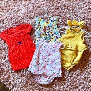 12M baby girl 4 romper/dress bundle